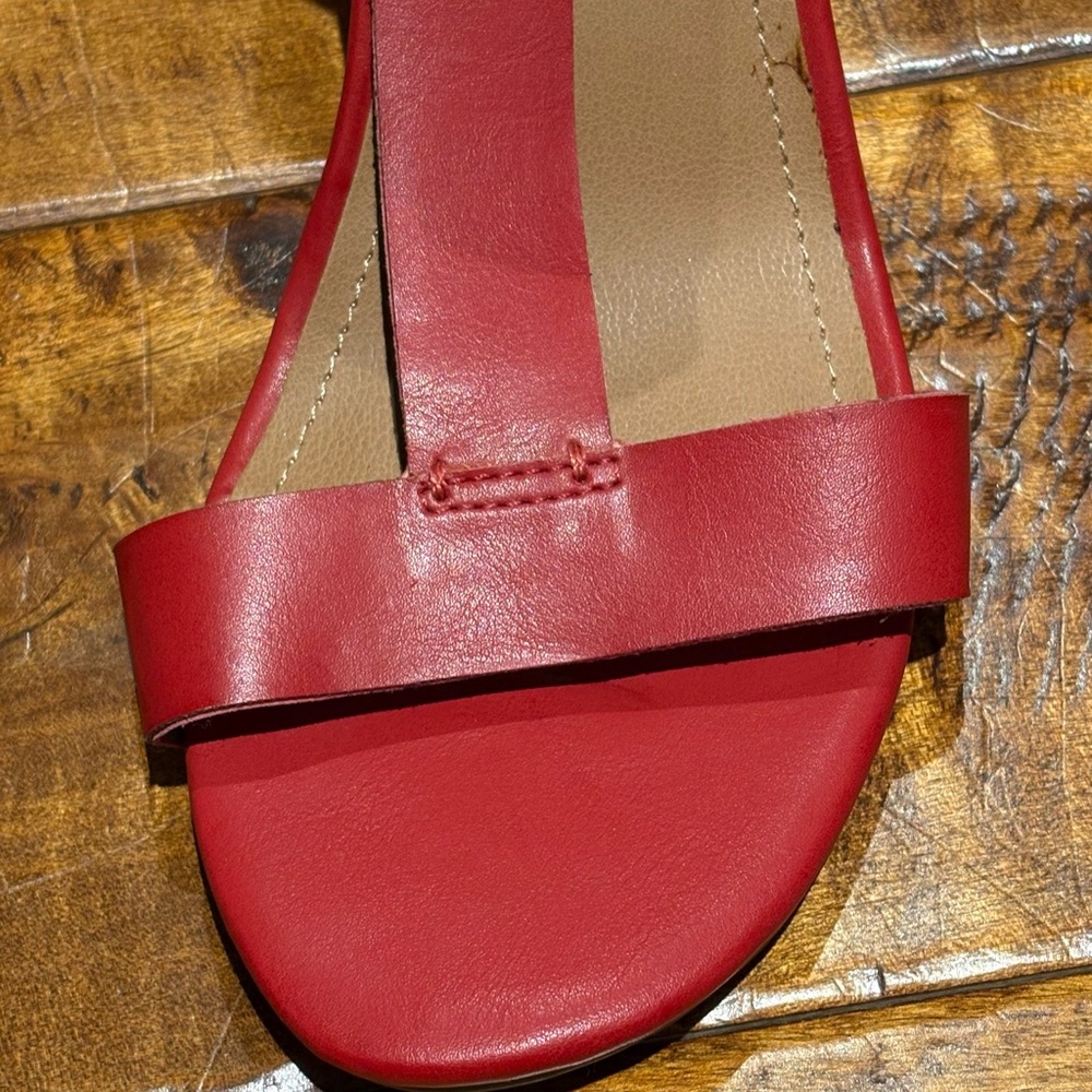 Kenneth Cole Reaction T-Strap Ava Red Wedge Sandals - Picture 10 of 15